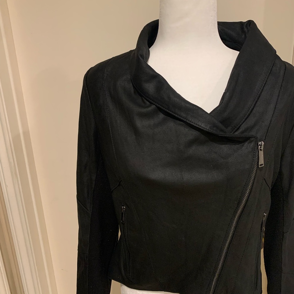 BCBG Generation Genuine Leather Cowl Neck Jacket Size M